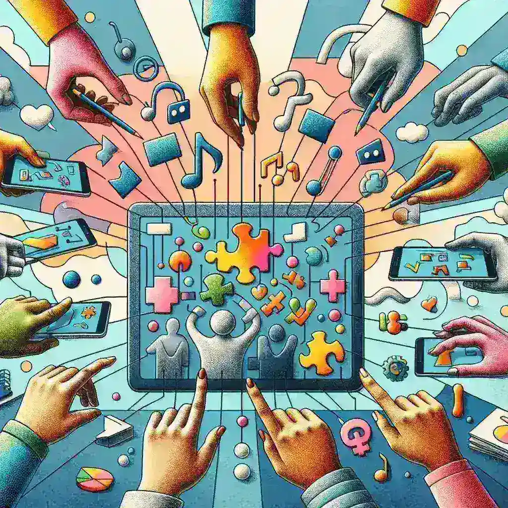 "Pessoa com autismo utilizando uma tablet para acessar ferramentas digitais inclusivas, representando como a tecnologia pode apoiar o desenvolvimento e a comunicação."