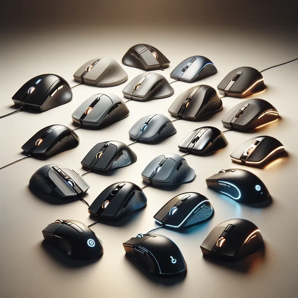 "Imagem de mouses com sensores adaptados para diferentes superfícies, destacando inovação tecnológica em dispositivos de entrada disponíveis no Brasil."